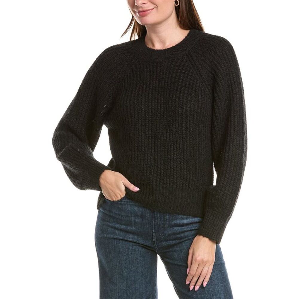 Michael Stars Womens  Indra Crewneck Wool-Blend Sweater, Black